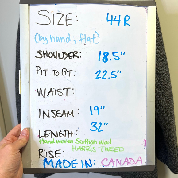 Vintage Harris Tweed 100% Wool Blazer 44R Made in Canada Gray Tweed Jacket - Picture 13 of 13